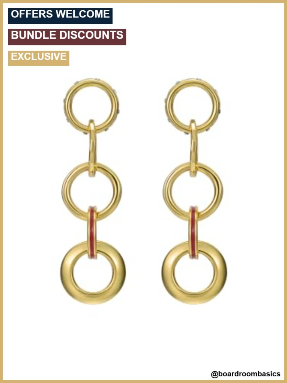 Ted Baker Fifi Five Gold Rings Drop Earrings Gold-Tone Plated Brass
